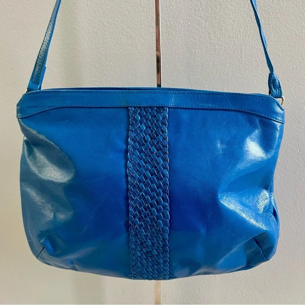 Vintage Caressa Spain Blue Leather Crossbody Bag - Picture 2 of 15